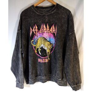 Def Leppard High N Dry Gray Crew Neck Pullover Sweatshirt Men's  2XL